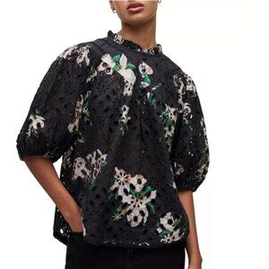 NWT AllSaints Tila Alessandra Eyelet Top Dark Floral Blouse Size 4